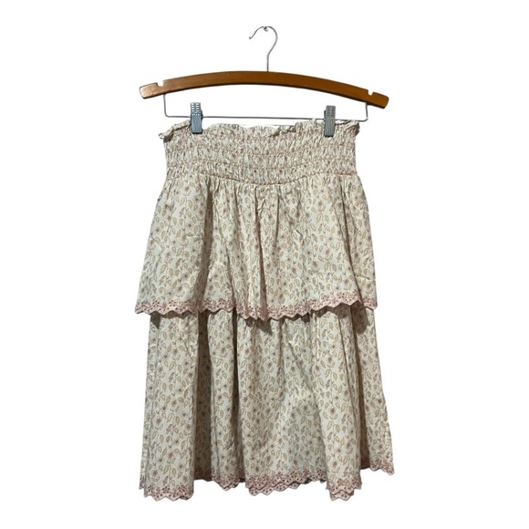 C'era Una Volta Other - CERA UNA VOLTA AKIKIO Skirt Smocked Floral Size 16 Lace Tiered